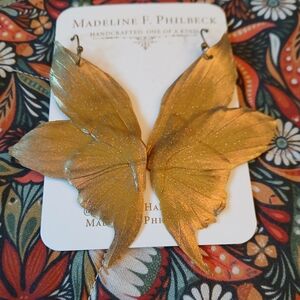 Iridescent Gold Butterfly Fairy Wing Earrings by Madeline F. Philbeck